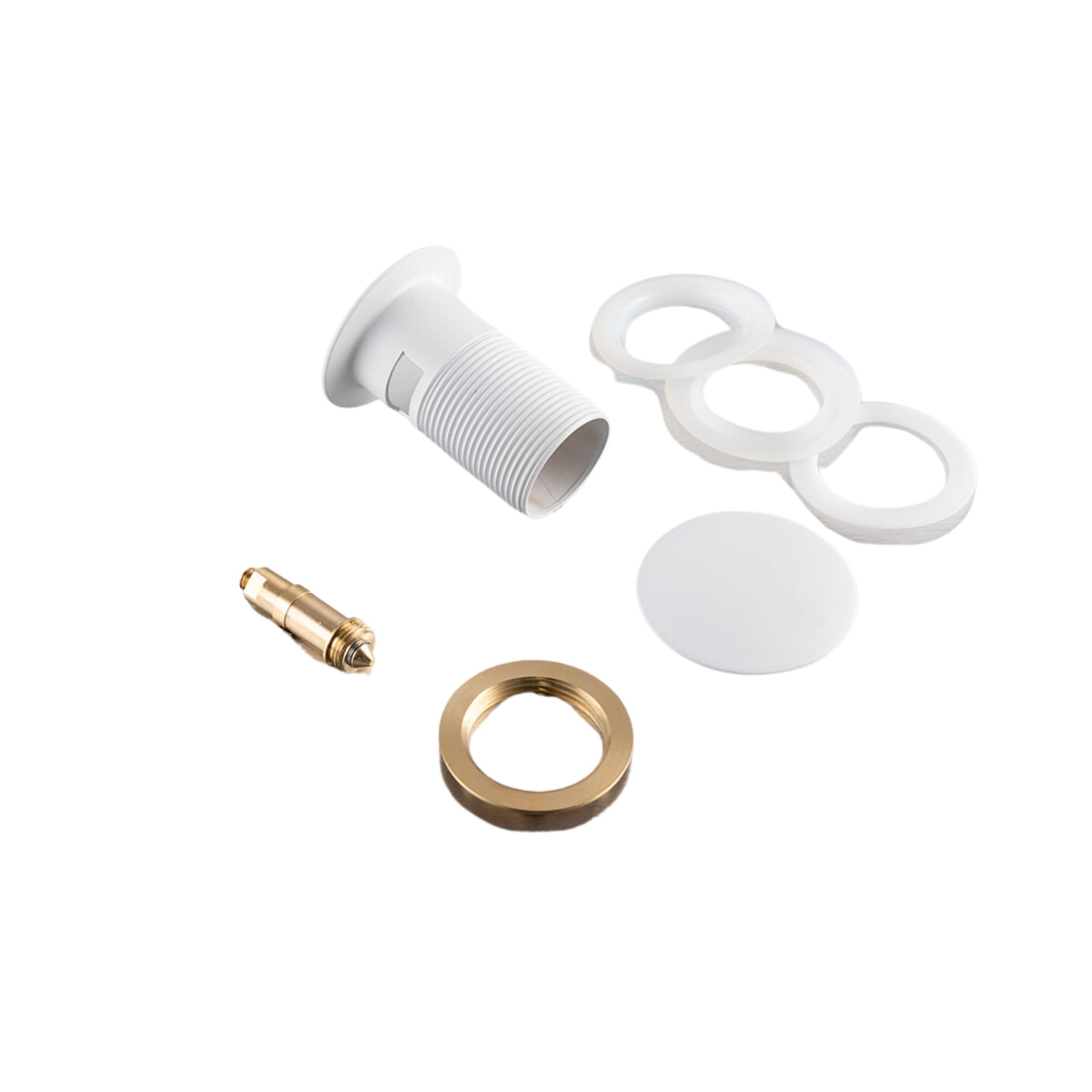 AQUAUNO Click-Klack Valvola per lavabo con troppopieno – Tappo lavabo in ottone – Valvola di scarico pop up per lavabo standard in bagno – Facile da montare universale – Bianco