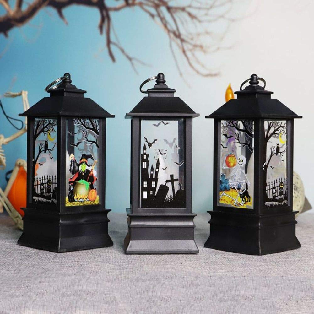 Luces de la lámpara de la linterna LED de Halloween, pequeñas luces creativas de la noche del esqueleto del cráneo de la calabaza Decoración interior al aire libre