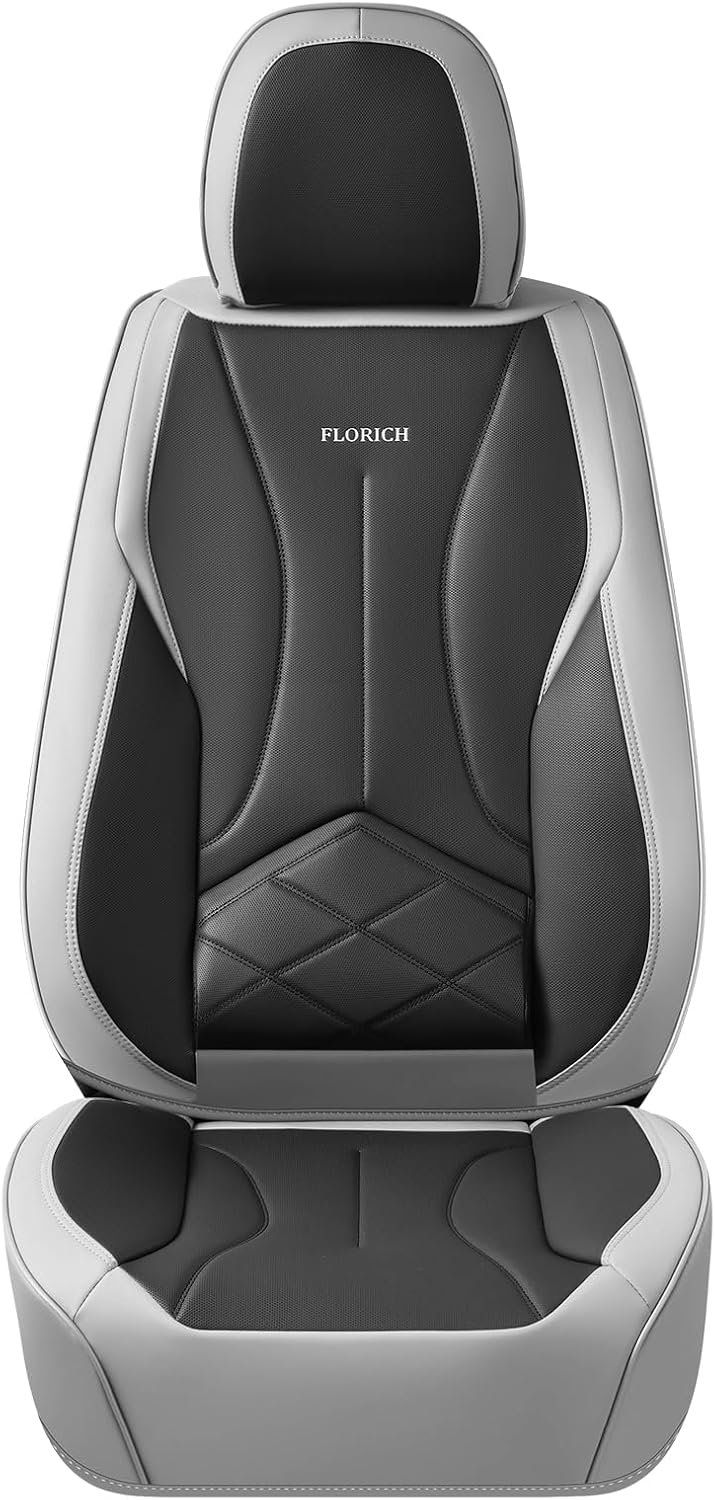 FLORICH Front Car Seat Covers, Leather Seat Covers for Cars, Waterproof Car Seat Protectors 2 Pack, Front Seat Covers for Cars, Automotive Seat Covers Protector Fit for Most Sedans SUV Pick-up Truck
