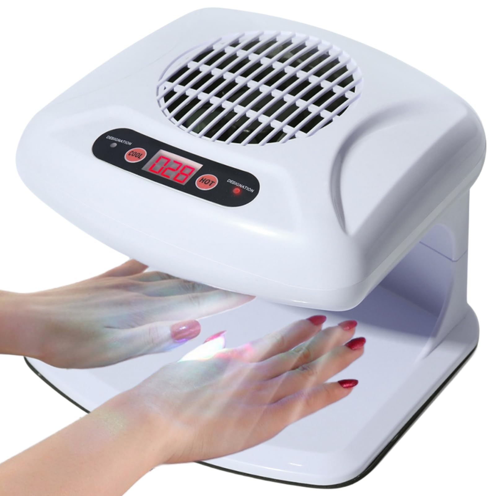 Suszarka do Paznokci na Powietrze do Obu Rąk i Stóp 300w Air Nail Fan Suszarka Nadmuchowa do Zwykłego Lakieru do Paznokci z Gorącym i Chłodnym, Automatycznym Użyciem