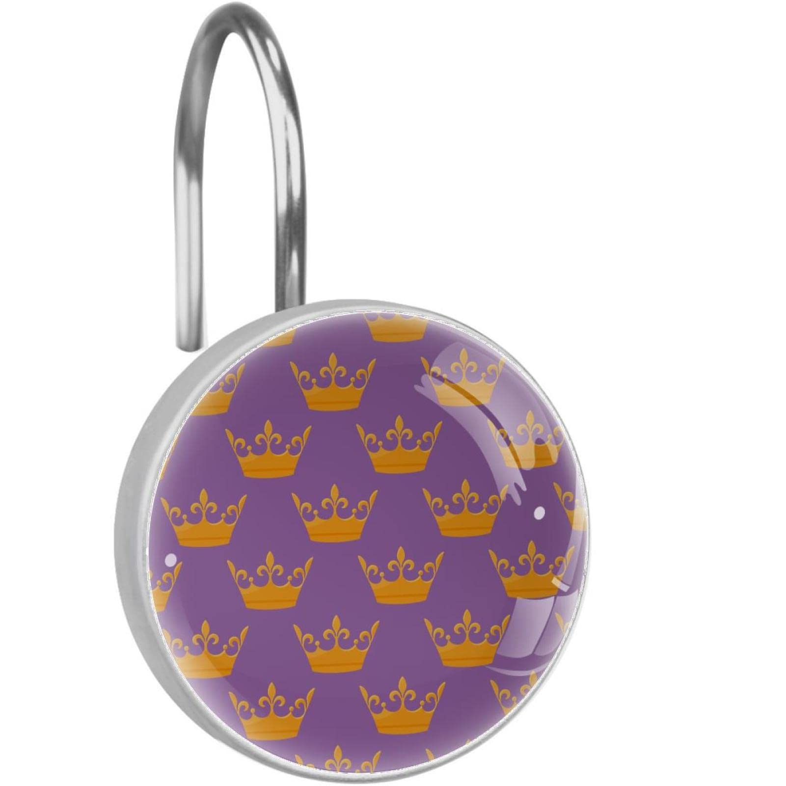 Tringle de douche et crochets inox violet Golden Queen pour rideau