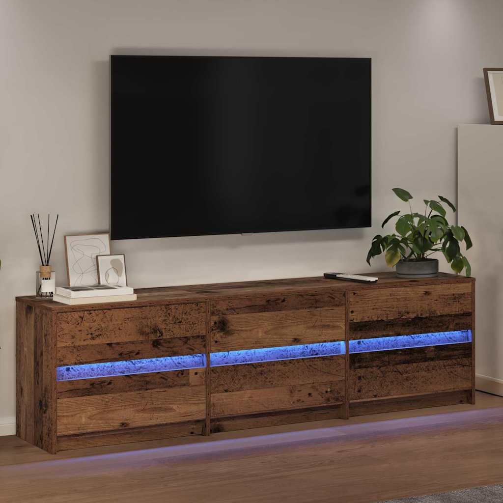 Rustykalna szafka pod telewizor brązowa, 180 x 34 x 50 cm, drewniana podstawka pod telewizor do salonu, centrum rozrywki z drzwiami przesuwnymi, konsola TV do sypialni, uniwersalna szafka na