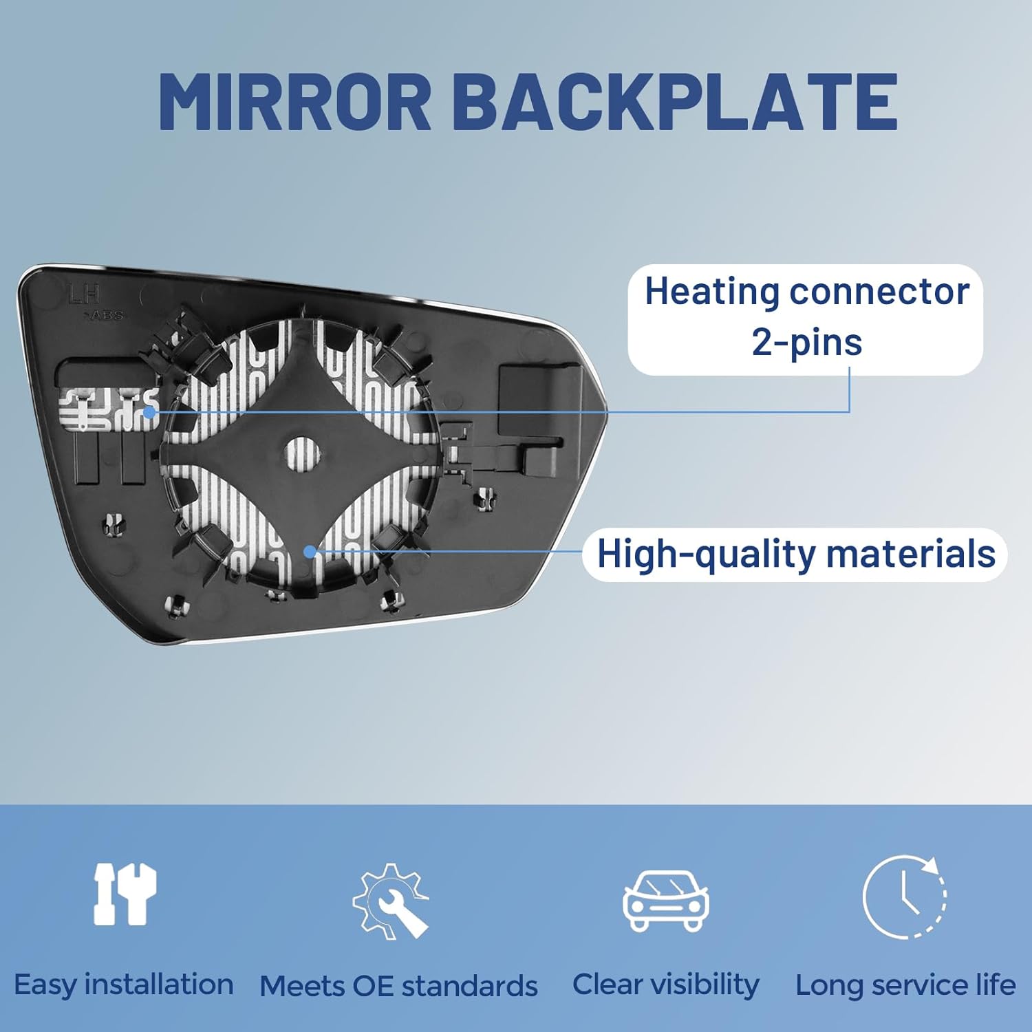 Driver Left Side Mirror Glass - Compatible with Chevy & GMC Vehicles - Equinox 2018-2024, Terrain 2018-2024, with Heated, w/o Auto Dimming, Replace# 23406425