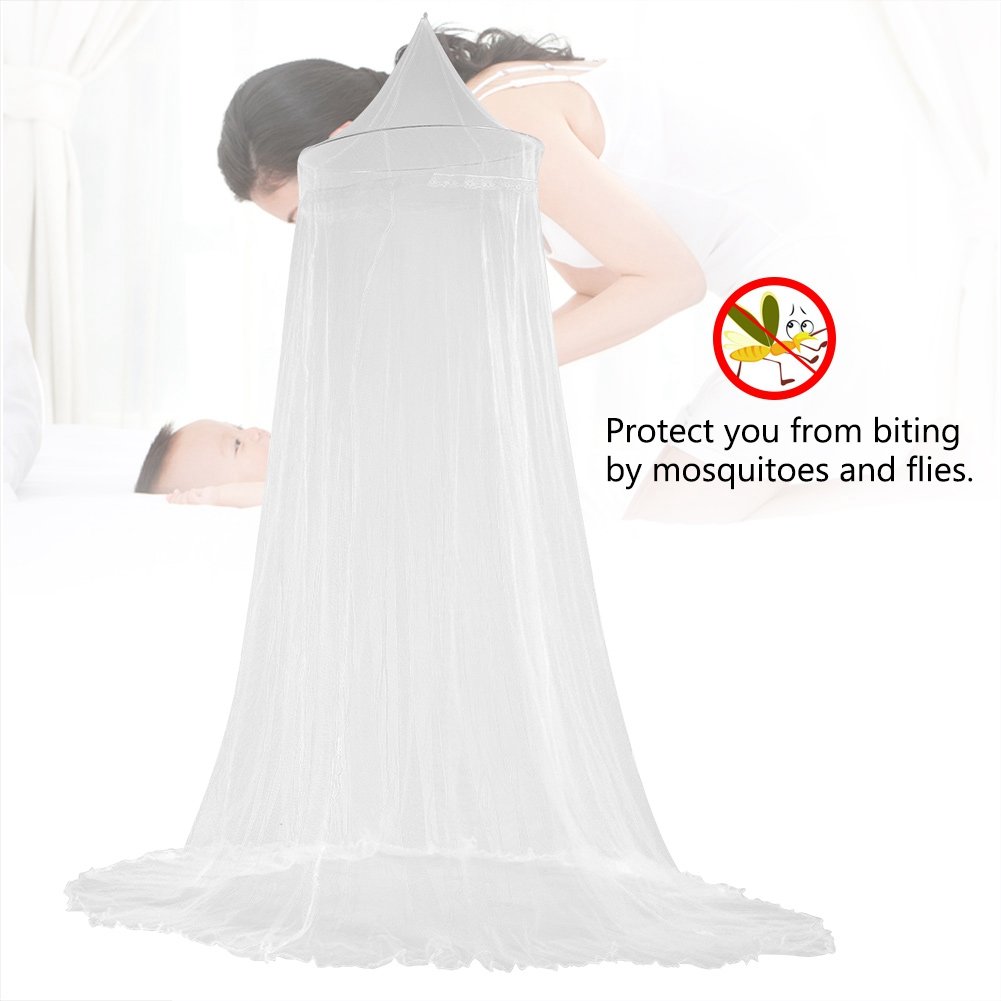 Atyhao Bed Mosquito, Dome Lace Mosquito Mesh Net Princess Kids Bed Canopy for Child Girls Room Bed 1.5 1.8 Meters Width(white) - Image 4
