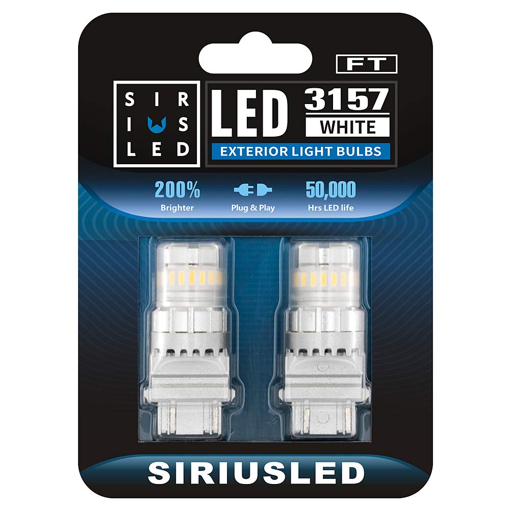 SIRIUSLED - FT- 3157 3156 4157 LED Backup Reverse Light Bulb Super Bright High Power Dual Filament function Air Vent Design 3030+4014 SMD White 6500K Pack of 2