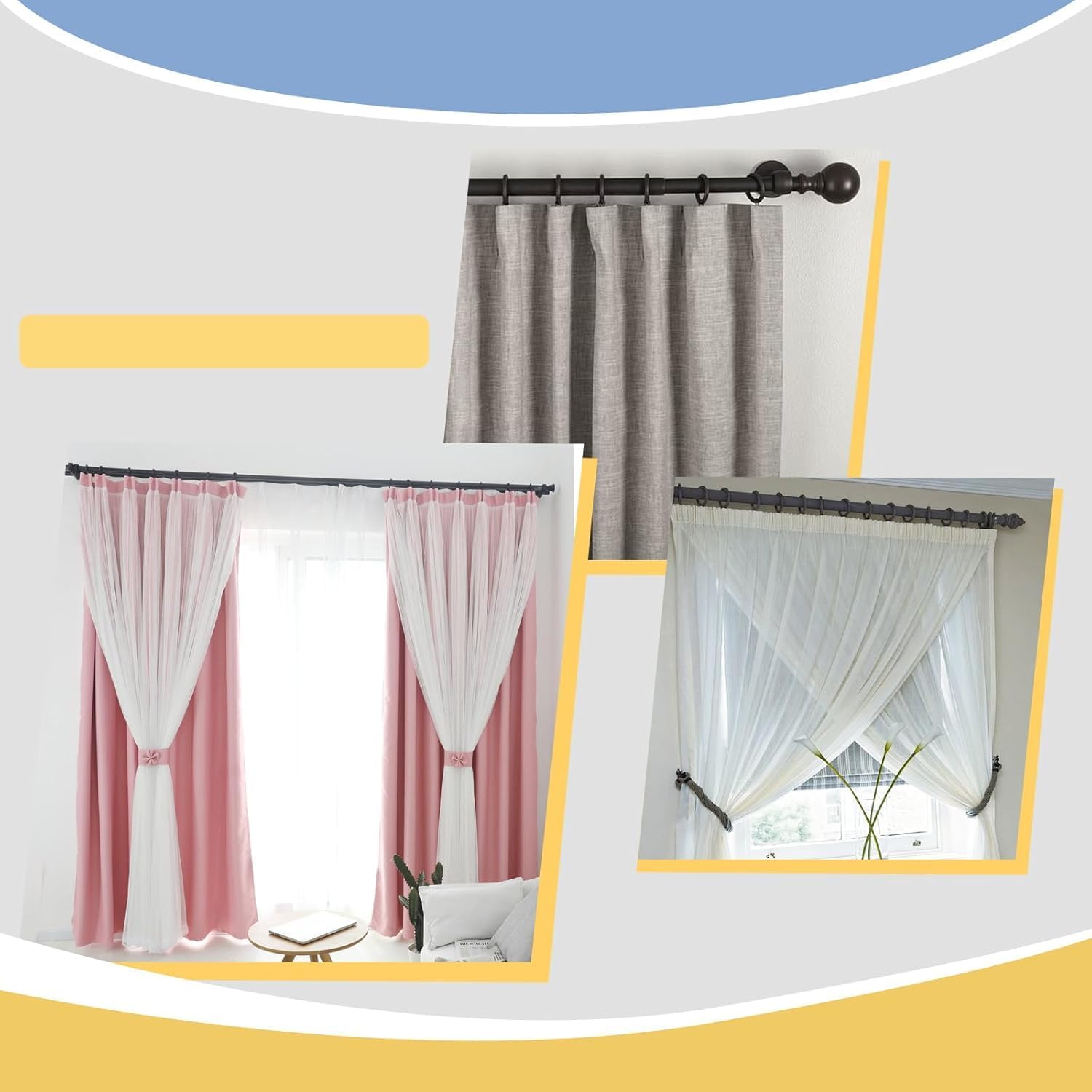 30 Pieces Metal Drapery Curtain Rings Curtain Hanging Rings 1.65 inch Internal Diameter and 30 Pieces Metal Curtain Drapery Pin Hooks for Window Door Shower Curtain(Brown