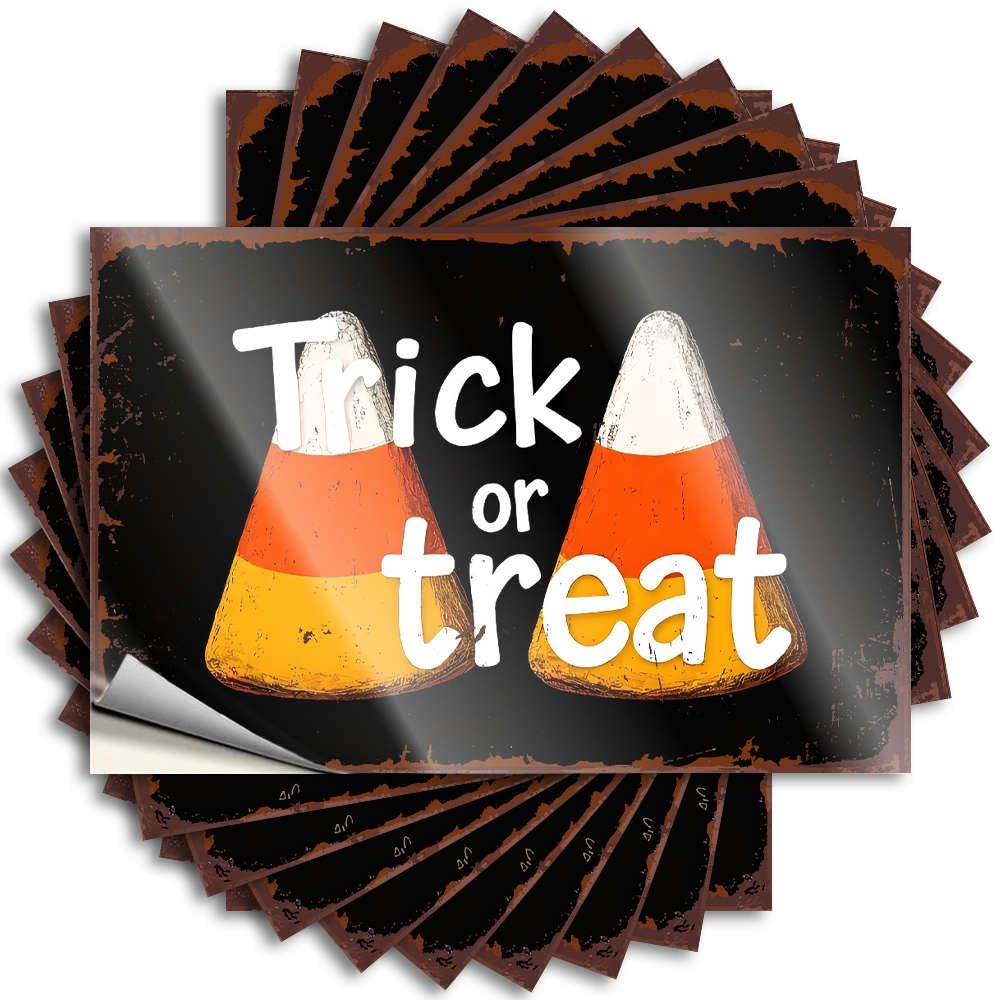 Tattoos Funny Garden Decor Easy Apply | Trick Or Treat. Retro Window Peel and Stick(6X9CM)