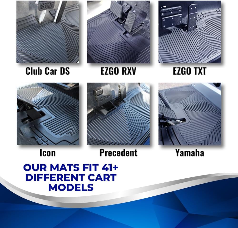Shield Family/Club Clean Golf Cart Floor Mat, New & Improved, Only Golf Car Mat to Meet 6 ASTM Standard for DS, TXT, RXV, Precedent, Yamaha & Icon, Industry Standard Golf Cart Mat 8mm Thick - Patented