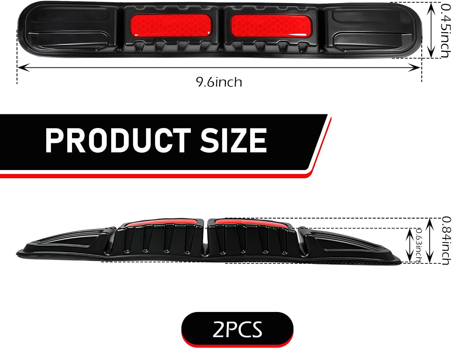 2 PCS Reflective Car Bumper Guard Strips, 9.6" x 0.45" Car Front&Rear Bumper Protector Trim, TPU Anti-Scratch Anti-Collision Bumper Protector Stickers for Cars SUVs Pickup Trucks (Red)