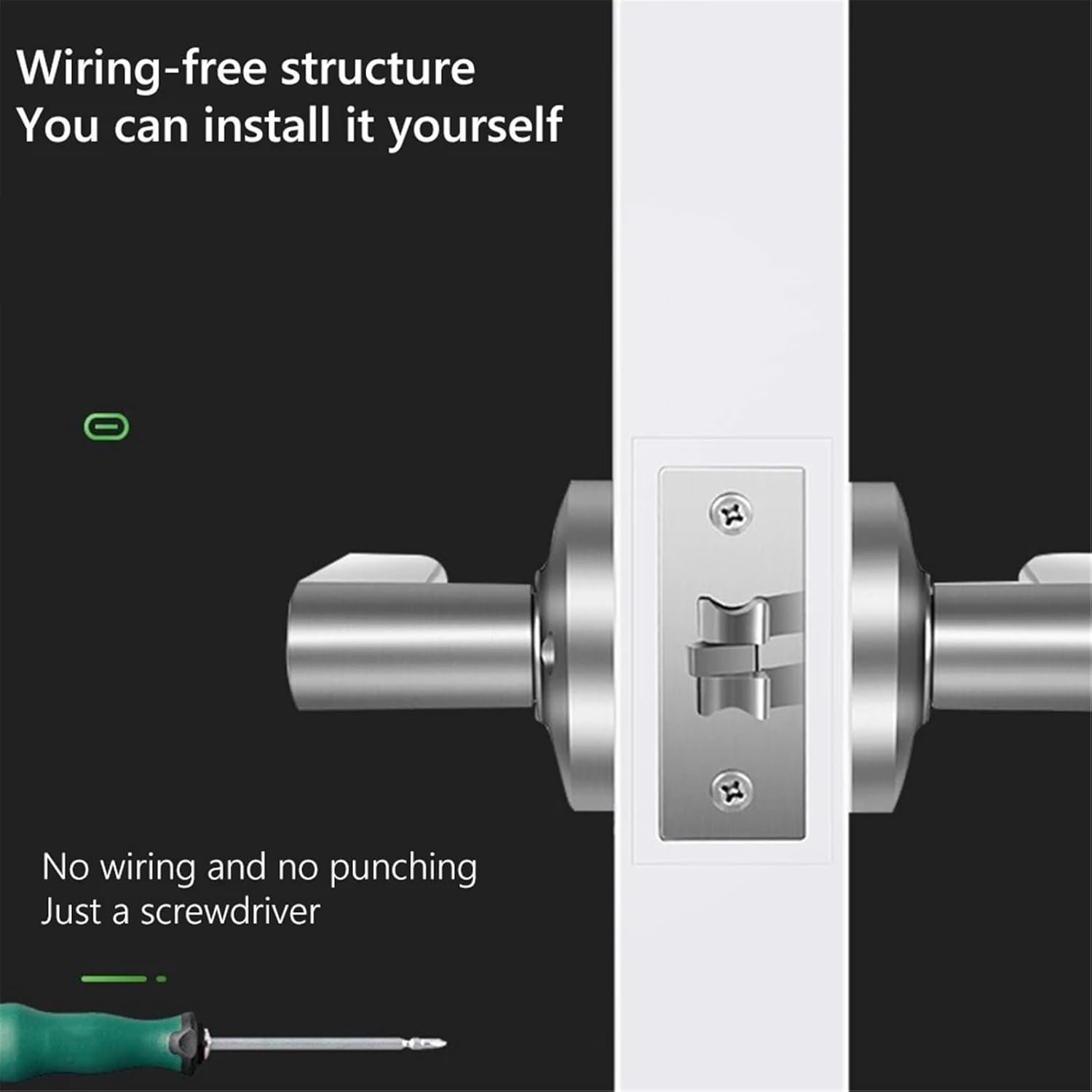 スマートロック 指紋電子スマートドアハンドルロックキー電子寝室敏感スマート 家庭用デジタル、オフィス(Black-Bluetooth