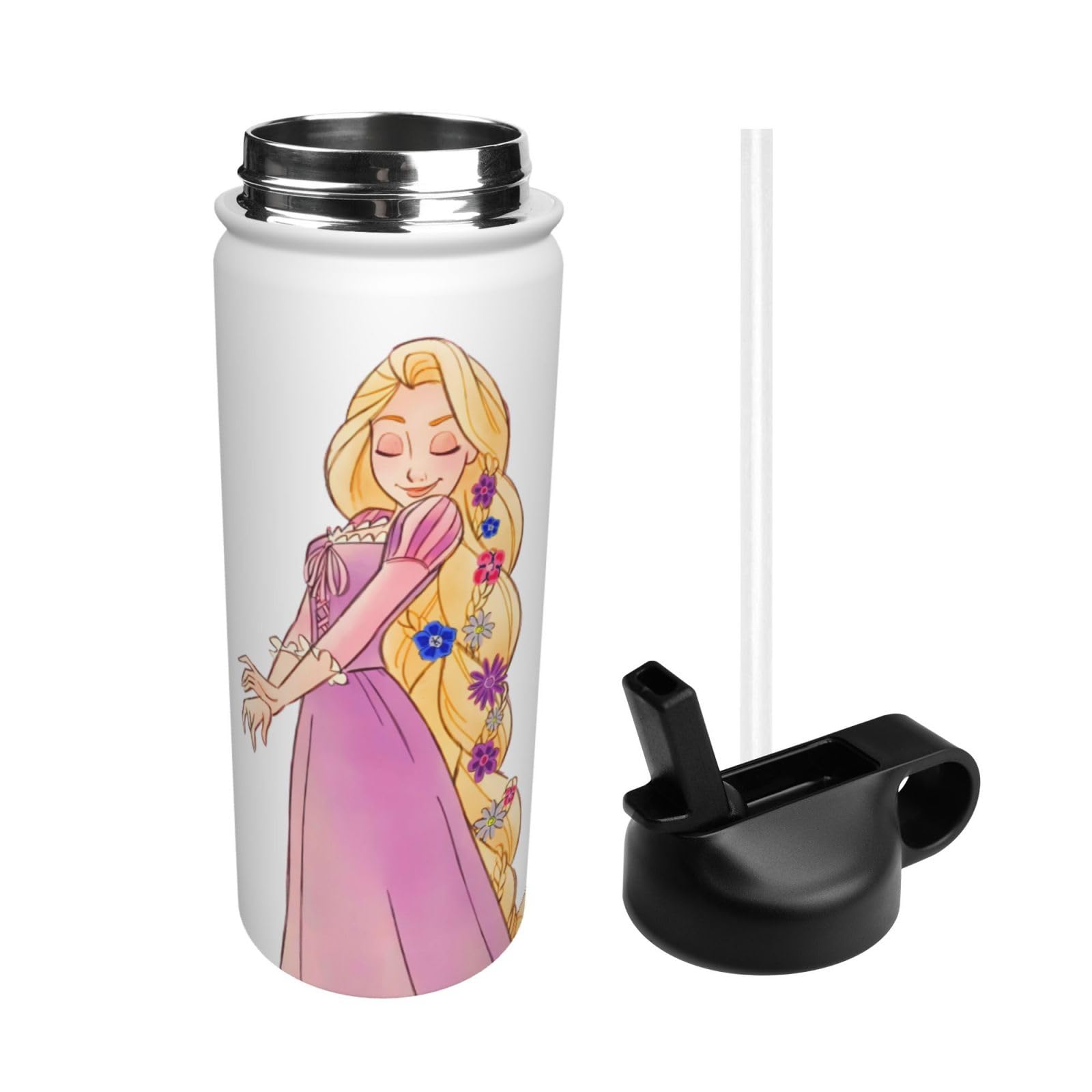 Amazon | 塔の上のラプンツェル 魔法瓶 スポーツボトル ストロー水筒 