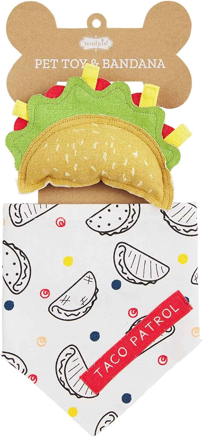 Mud Pie Dog Toy and Bandana Set, Taco