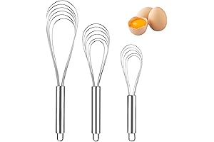 Flat Whisk Stainless Steel: 3-Pack 8-12 Inch Kitchen Whisks