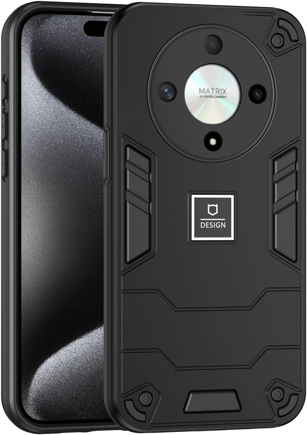 Phone Case Compatible with Honor Magic6 Lite,Compatible with Honor X9b 5G ALI-NX1 ALI-NX3 / X50 GT ALP-AN00 / X50 5G ALI-AN00 Case Dual-Layer Drop-Proof TPU+PC 2-in-1 Protective Case Black