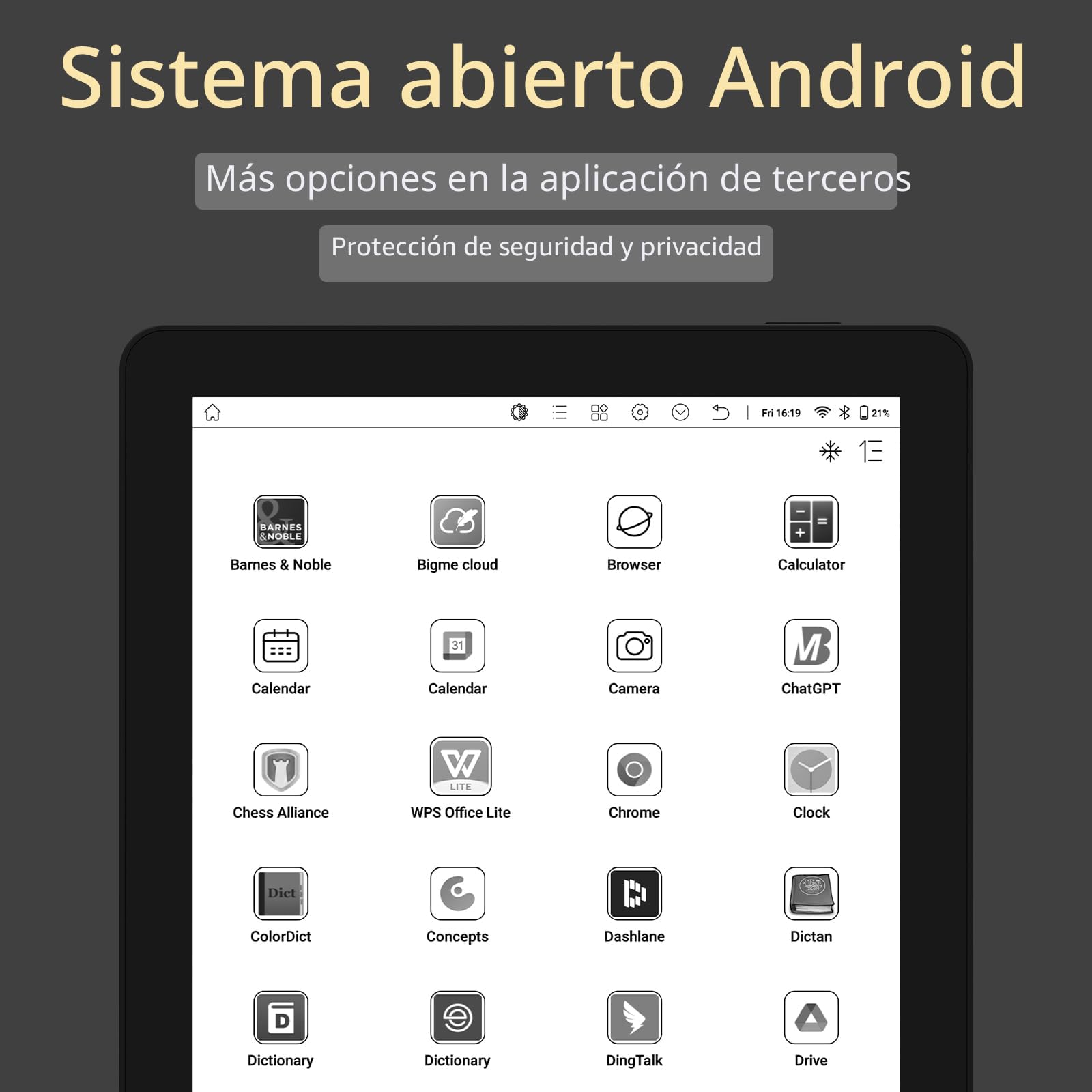 Bigme E-Reader de 6 pulgadas, E-Ink, Quad-Core 1.8 GHz, WiFi, Bluetooth, 1 TB de memoria, negro