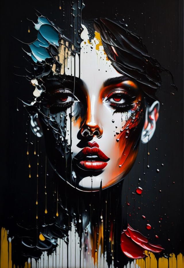 Huile sur bois peinture à l'huile éclaboussée art mural toile 58x90cm