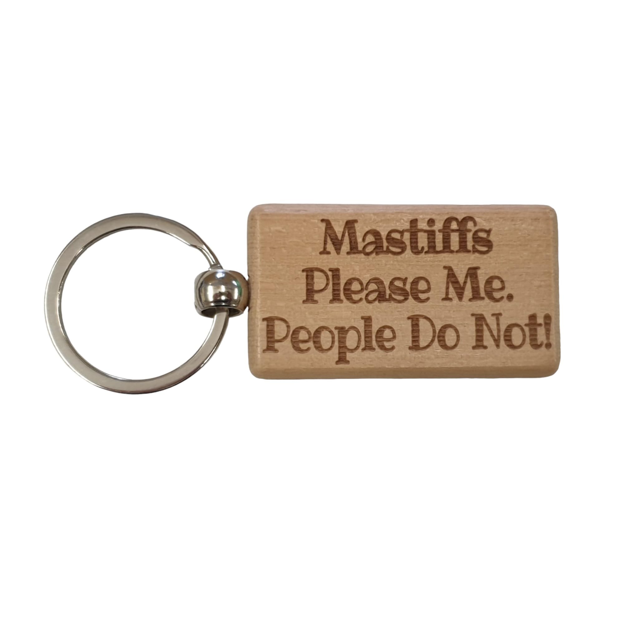 Decalarama Brown Mastiff Keyring Gift - * Please Me People Do Not - Nice Cute Engraved Wooden Key Fob Novelty Dog Owner Present