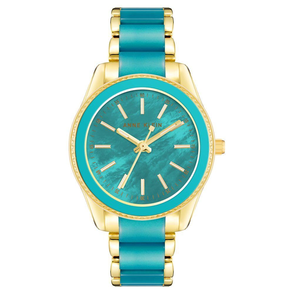 Anne Klein Quartz Analog Teal dial Metal Strap Watch for Women-AK3214TEGB (B0CSK5GQKY) Amazon Price History, Amazon Price Tracker
