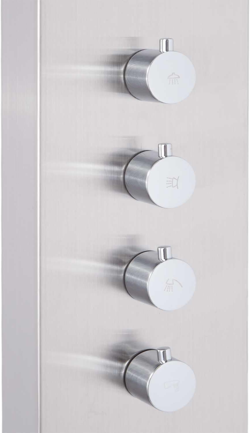 Signature Hardware 413241 Shelton Thermostatic Stainless Steel Shower Panel with Hand Shower, Four Bodysprays, and Tub Spout