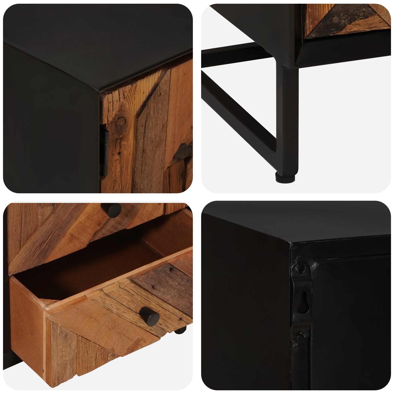 Hothingwell Mueble TV Madera Recuperada 105 cm | Con Cajón, Almacenamiento Multimedia, Estilo Moderno, Ensamblaje Fácil