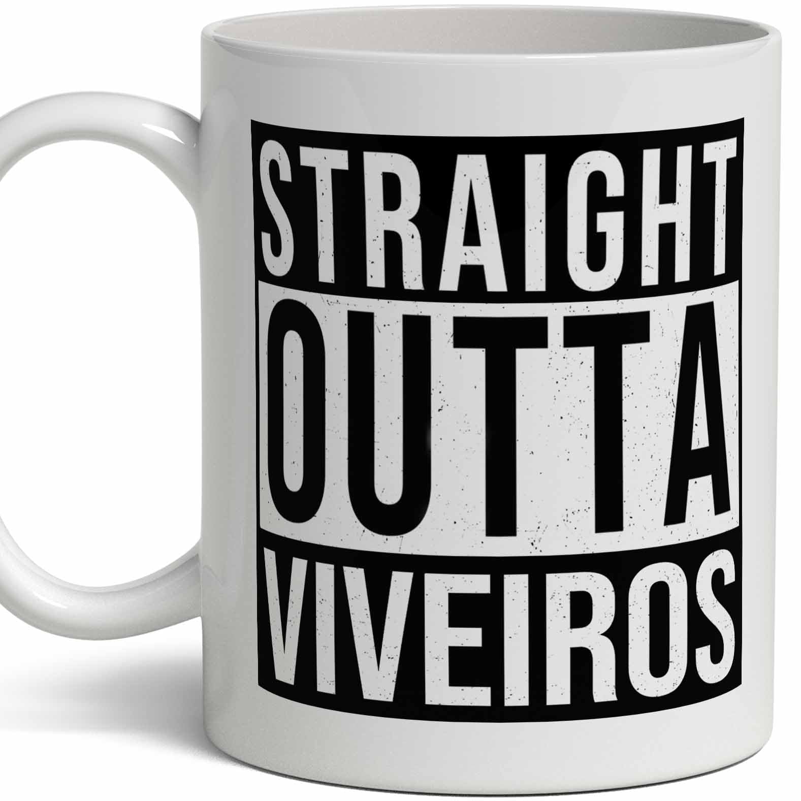 Viveiros Last Name Gift. Personalized, Custom Straight Outta Surname Sign Coffee Mug. 11 Ounces.