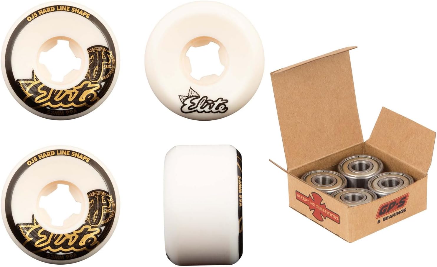 OJ Skateboard Wheels and Independent Bearings Combo 53mm Elite Hardline 99A