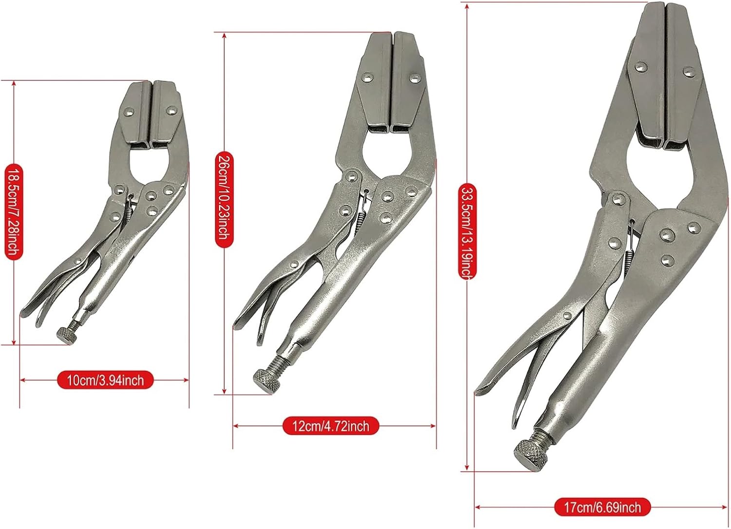 3PC Radiator Hose Clamp Locking Pliers，Clamp head bent at 30 degrees，Radiator Hose Pinch-Off Pliers