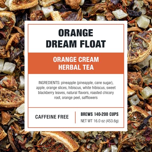 Image of Tiesta Tea - Orange Dream Float Tea, Loose Leaf, Orange Cream Herbal Tea, Premium Caffeine-Free Tea Blend, Make Hot or Iced & Up to 200 Cups, 16 oz Resealable Bulk Pouch
