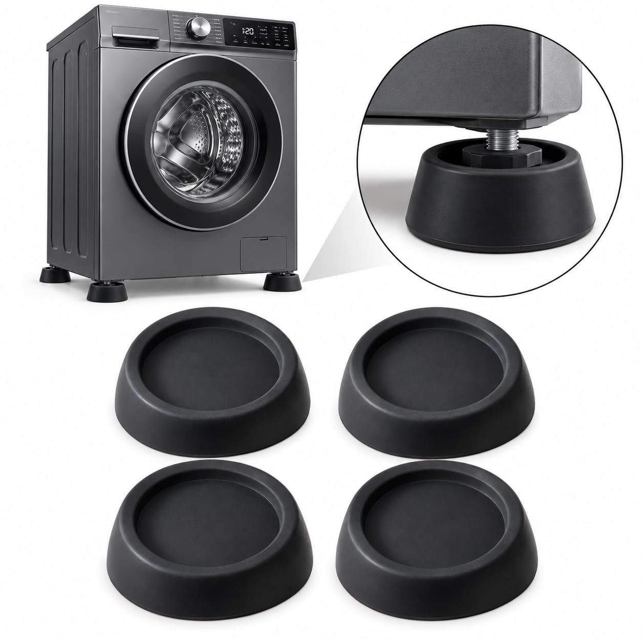 Kit Apilamiento Lavadora Secadora + 4 Pies Antivibración