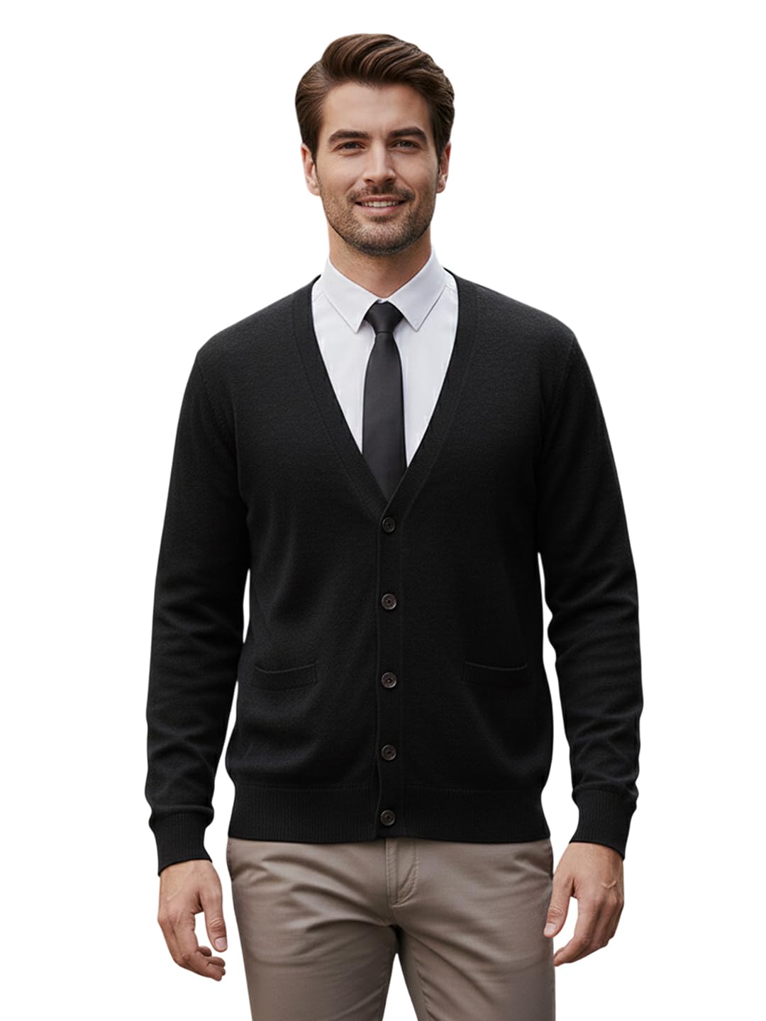 Men’s Full Sleeve Button Cardigan Full Sleeve Warm Knitwear Solid Winter Casual V Neck Sweater for Man