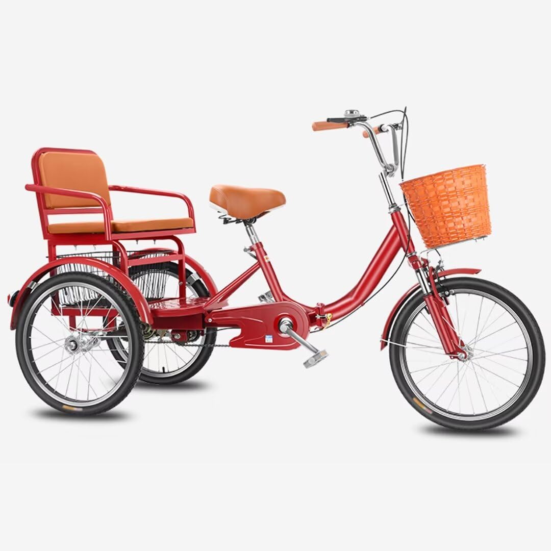 Folding Tandem Tricycle With Rear Passenger Seat Tricycle With