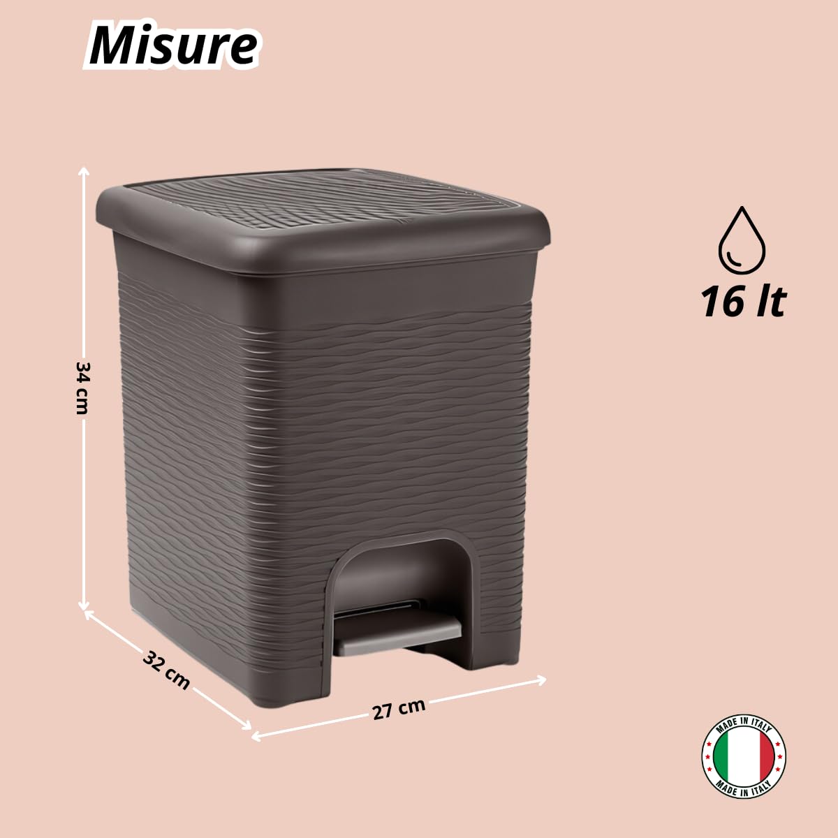 Bidone Pattumiera a Pedale Rattan Elegance Bianco stefanplast 6 Litri