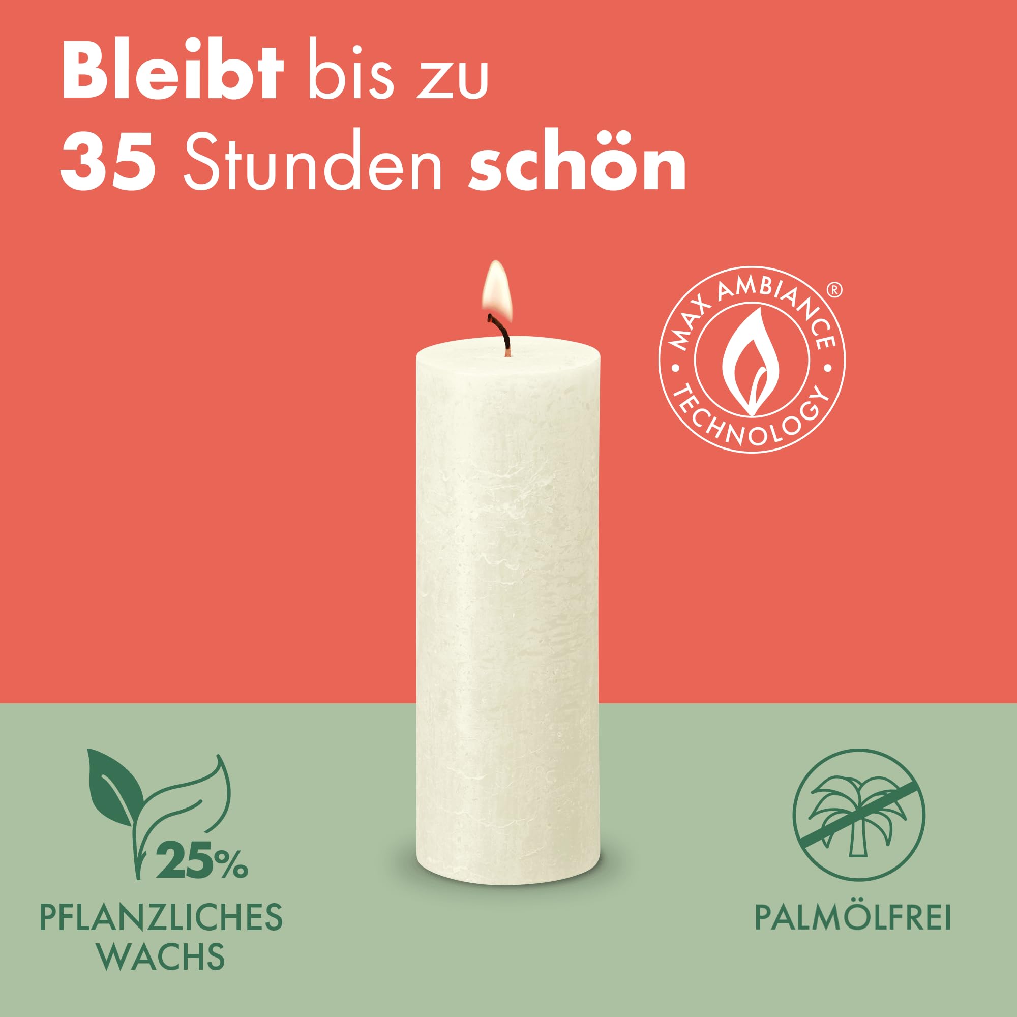 Bolsius Rustykalna świeca filarowa, ciemnoczerwona, 4 sztuki, długi czas palenia 35 godzin, świeca domowa, dekoracja wnętrz, bezzapachowa, naturalny wegański wosk, bez oleju palmowego, 8 x 7 cm