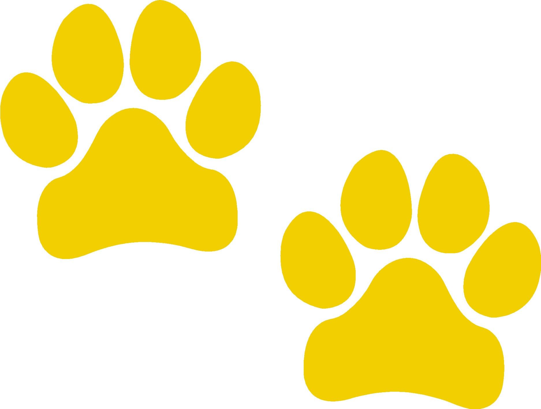 Paw Prints, Yellow, Pawprints, Paws, Dog, Puppy, Pup, Mutt, Canine, Print, Car, Auto, Wall, Locker, Laptop, Notebook, Netbook, Vinyl, Sticker, Decal, Label, Placard, (Yellow)