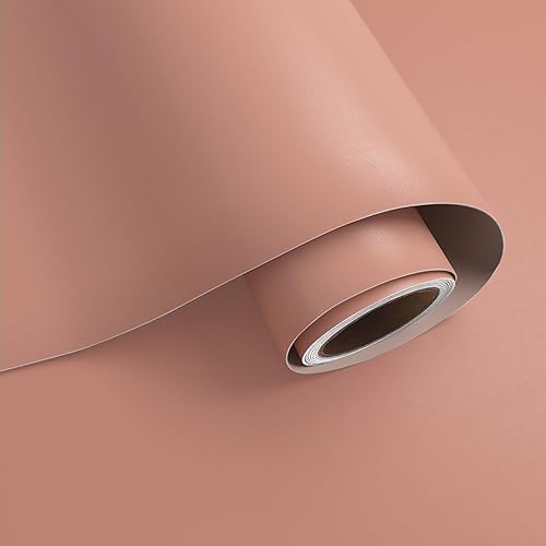 VaryPaper Papel de contacto rosa melocotón de 32 x 118 pulgadas, papel tapiz de color rosa melocotón para despegar y pegar, impermeable,