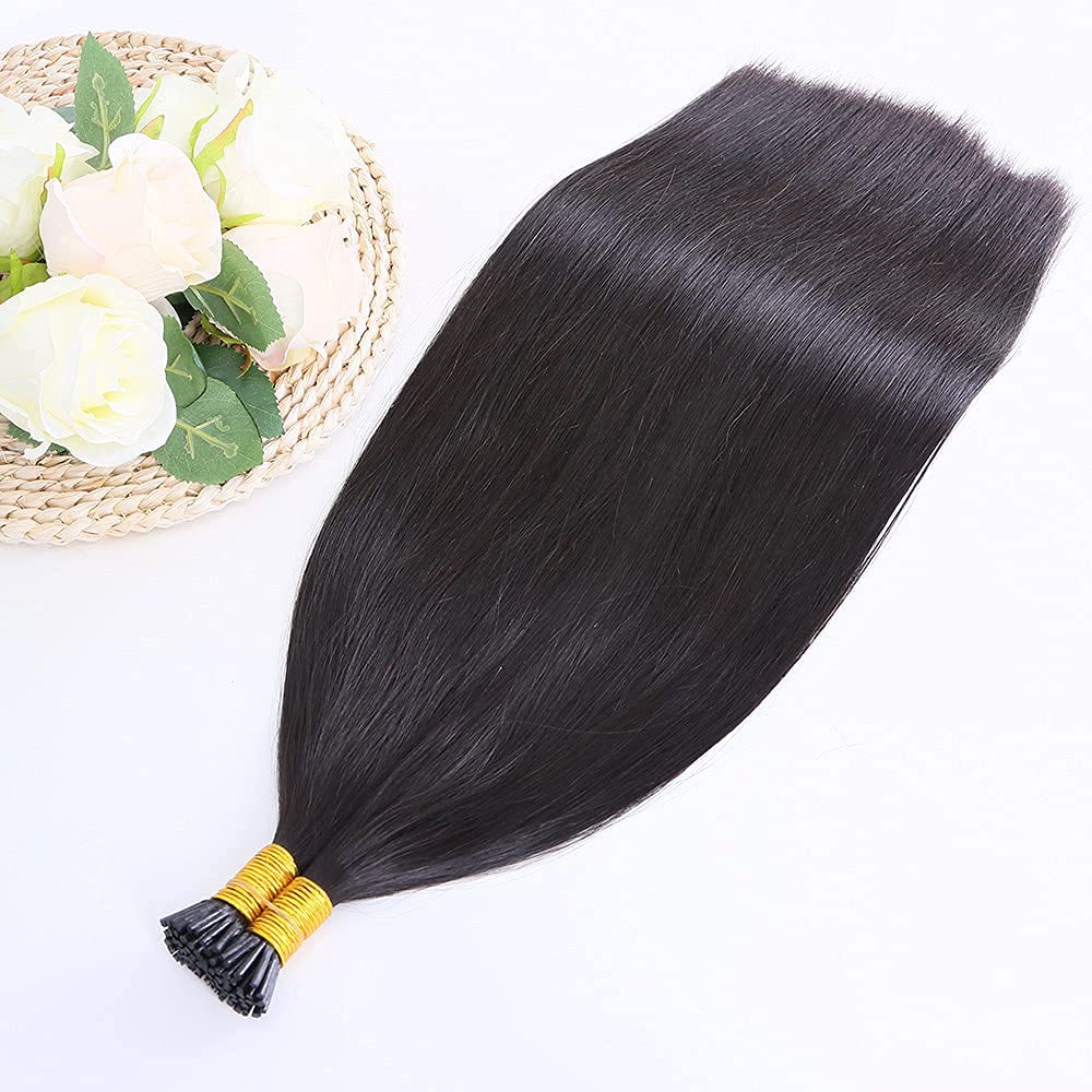 Silky Straight I Tip Human Hair Extension Pre Bonded Brazilian Remy Hair Micro Links Long Straight Keratin Stick I Tip Hair 100g 100strands (10inch 100strands, #2(Darkest Brown))