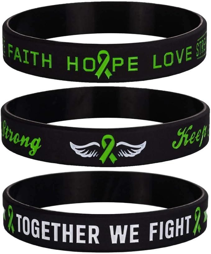 Sainstone Green Awareness Ribbon Silicone Bracelets with Saying