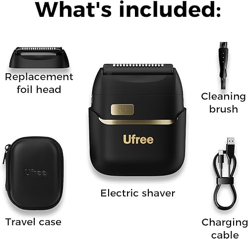 Miniatura 6 de Ufree Afeitadoras de aluminio para hombres, maquinilla de afeitar eléctrica mejorada, afeitadora recargable para hombre con 4 cuchillas flotantes,