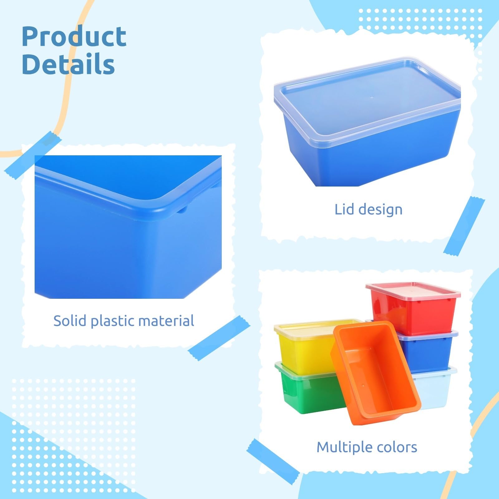 Generisch 6 Stk. Cubby Bins, farbige Aufbewahrungsboxen mit Deckeln, Kunststoff-Aufbewahrungsbehälter, stapelbare Organizerfächer für Zuhause, Büro, Regal, Schrank und Kinderzimmer
