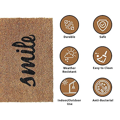 Image of Onlymat Be Awesome Printed Anti-Slip Doormat (Beige and Black) Rectangular Shaped Entryway Rug Natural Coir with PVC Backing for Outdoor Entrance Home Mats Floor Door Hall Room Living (75cm x 45cm)
