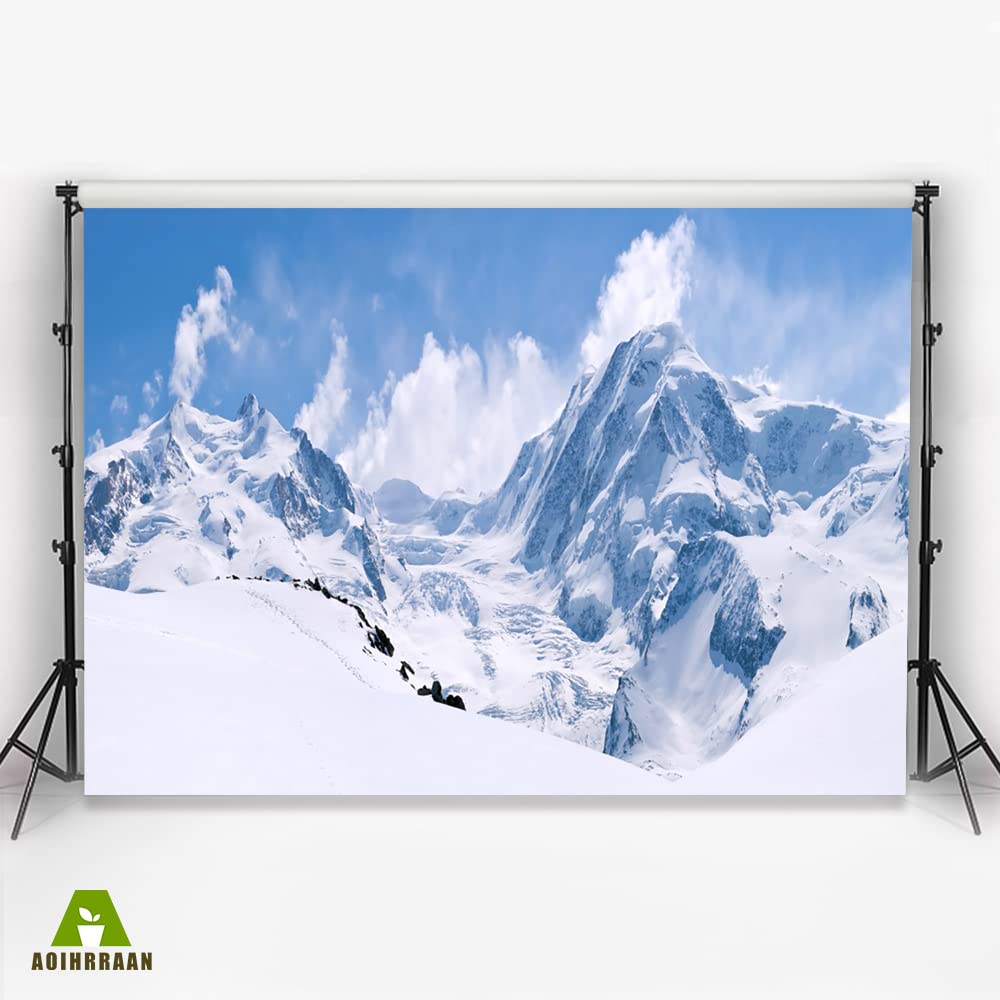 5x4ft Winter Snow Natural Scenery Backdrop Log Cabin Sunset Snowy Mountains Forest Pine Trees Background Banner Home Wallpaper Decor Family New Year Party Photo Booth Props - View #12