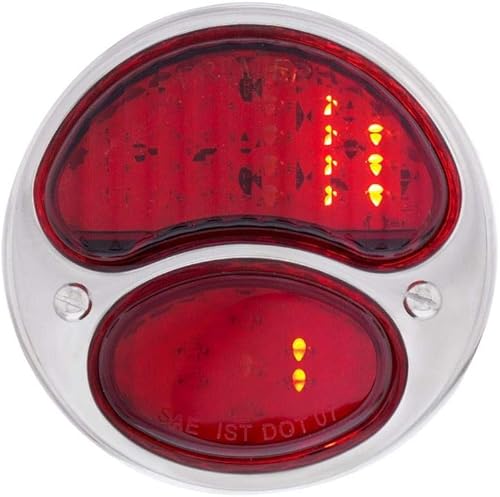 United Pacific 110890 31 LED luz trasera secuencial con carcasa de acero inoxidable y borde para Ford 1928-31 - LH