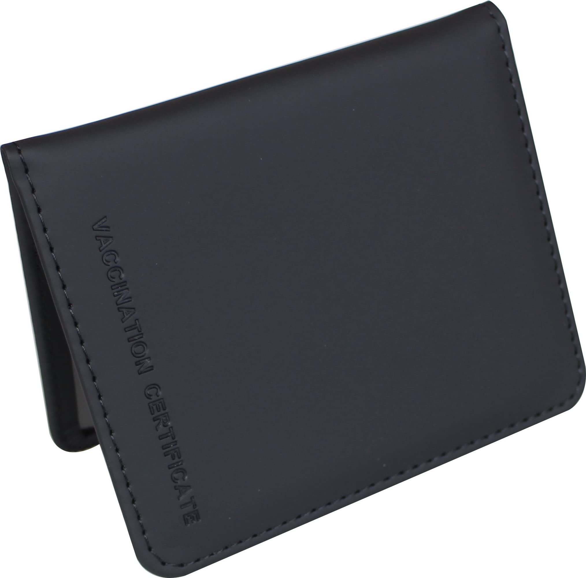 Garfoniex 4 x 3 CDC Vaccine Card Holder Leather Vaccination Card Protector Sleeve Covid Card Cover for Business Travel(Black)