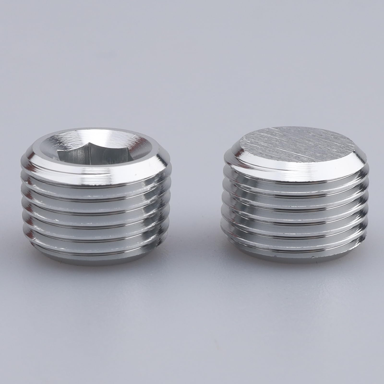 AC Performance 1/8" NPT Male Socket Allen Head Plugs Aluminum Silver, Pack of 2, 1/8 NPT - Image 2