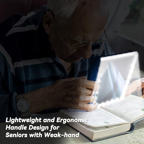 Vista 3 de Lupa 5X para leer, lupa grande y ligera con 36 luces LED ultra brillantes que proporcionan un área de visualización de página completa uniformemente