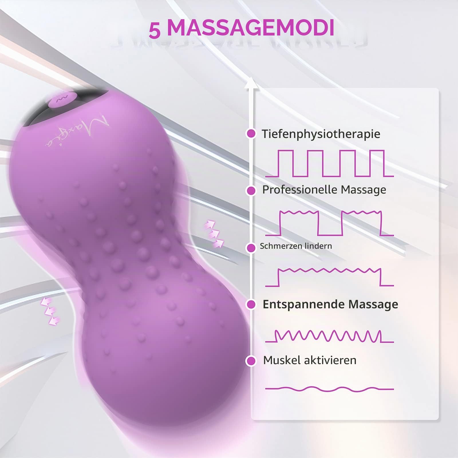 Heizung Elektrisch Peanut Massageball mit 5 Modi, Faszienball für Triggerpunkt-Therapie, Tiefengewebs massage, Myofasziale Freisetzung und Sport Erholung(Lila)