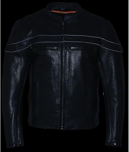 Miniatura 4 de Milwaukee Leather SH1408 Chaqueta de cuero para motocicleta con ventilación y estilo deportivo para hombre