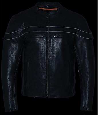 Milwaukee Leather SH1408 Men's Sporty Crossover Vented Black Motorcycle Leather Scooter Jacket