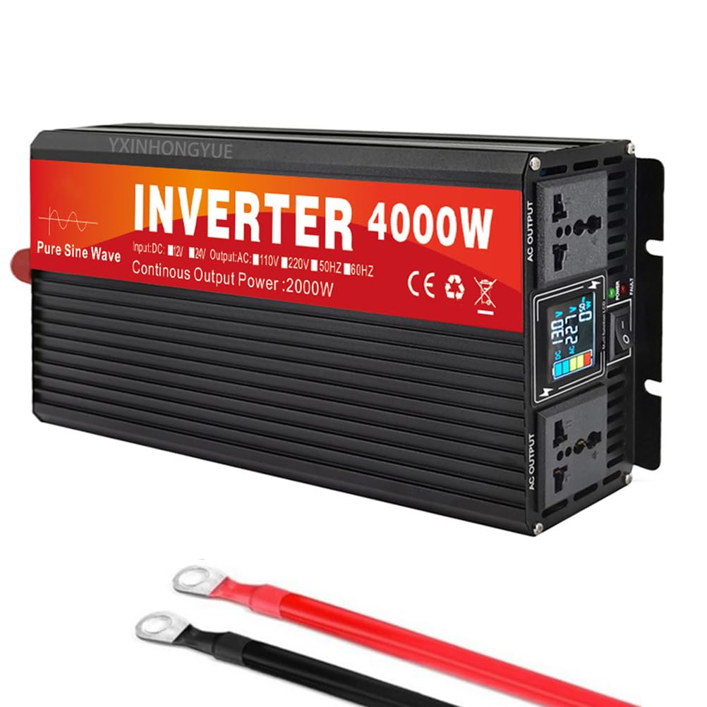Falownik sinusoidalny 72 V do 110 V, niska częstotliwość, 4000 W (szczyt), wejście DC 12 V–72 V, wyjście AC, konwerter 110 V 60 Hz/220 V 50 Hz do pracy poza siecią
