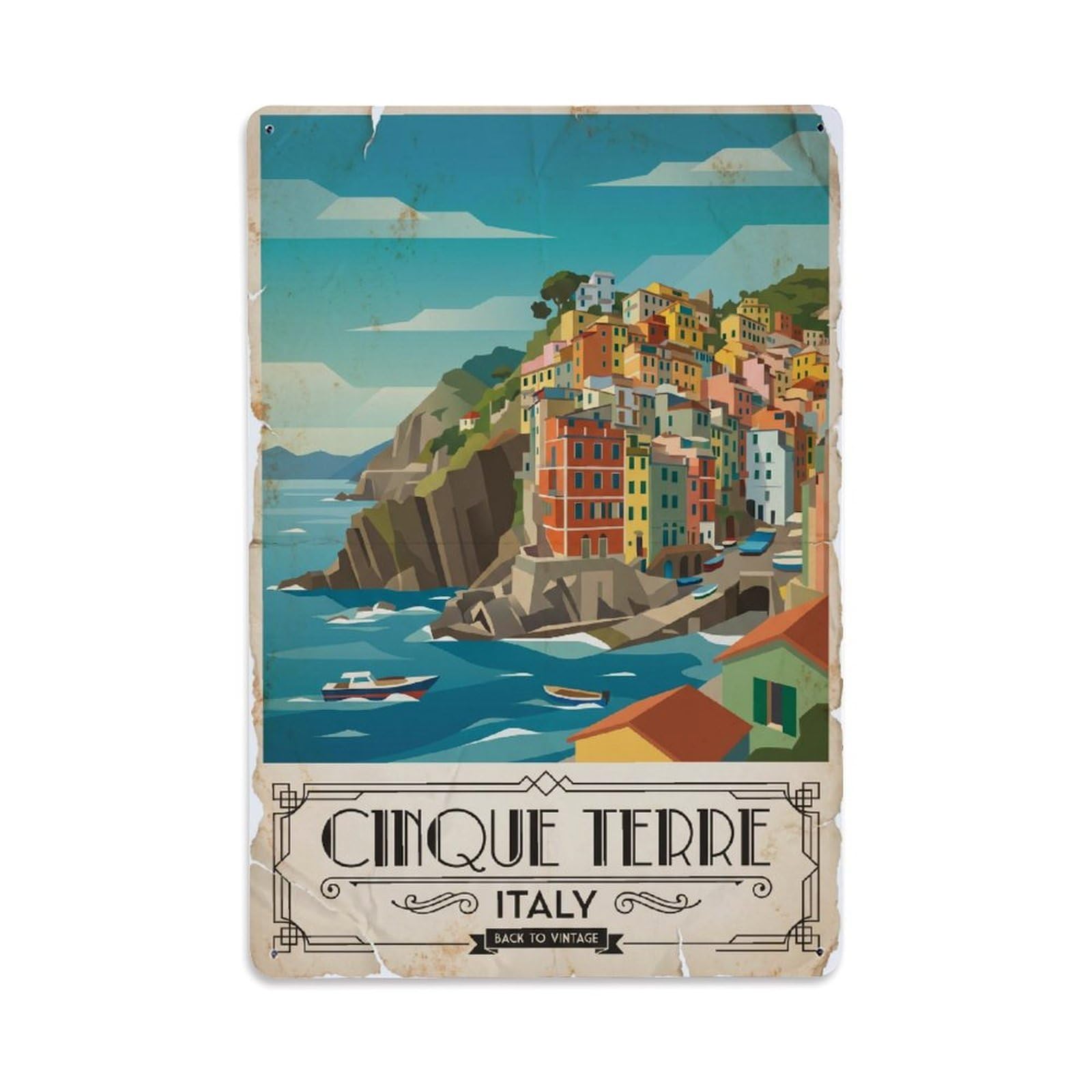 Yrnq 08X12inch Vintage Style Vintage Travel Cinque Terre Italy Magnificent Metal Tin Sign